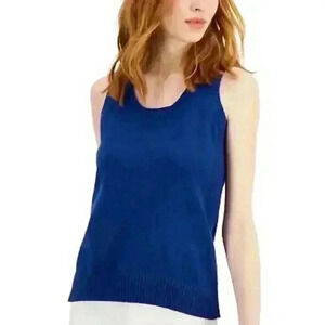 Style & Co Women’s 100% Cotton‎ Sweater-Knit Tank Royal Blue Size Large, NWT